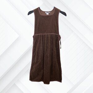 Vintage 1980s Glenora Jrs Brown Overdress / Apron Dress